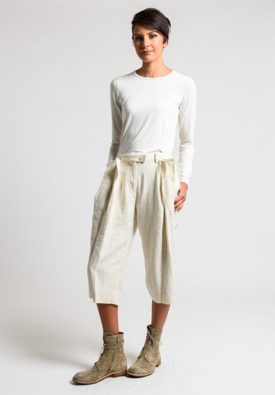 Share Spirit Linen Cropped Pants in Ivory	