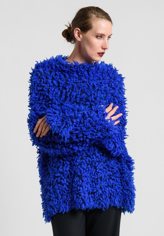 Issey Miyake Oversize Fuzzy Sweater in Electric Blue	