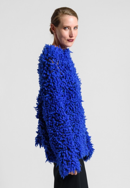 Issey Miyake Oversize Fuzzy Sweater in Electric Blue	