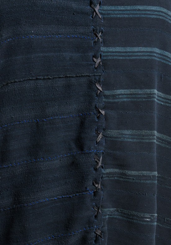Greg Lauren Striped Blanket Wrap Black/Denim	