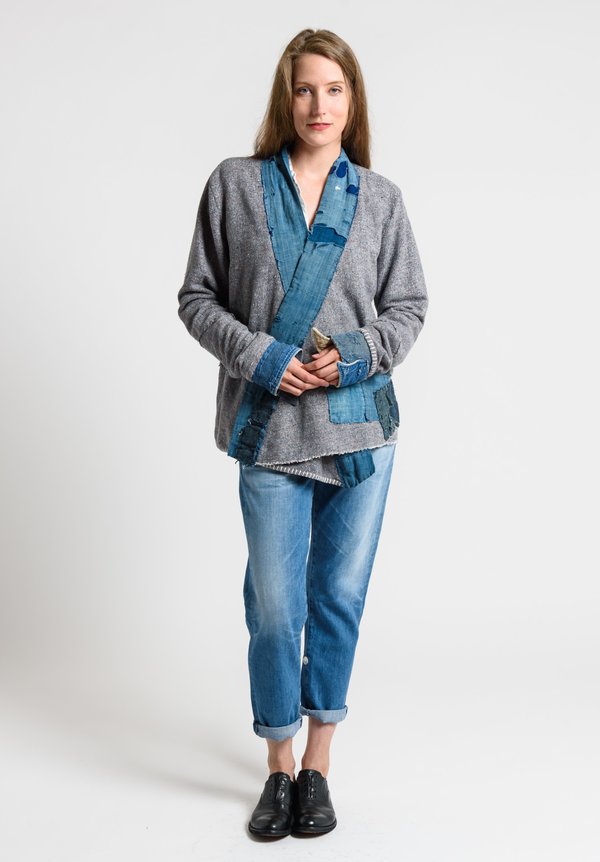 Greg Lauren Vintage Blanket & Boro Kimono Jacket in Indigo/Grey	