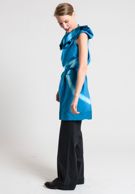 Issey Miyake 132 5. Sleeveless Origami Collar Tunic in Blue	