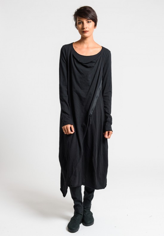 Rundholz Black Label Draped Long Tulip Dress in Black	