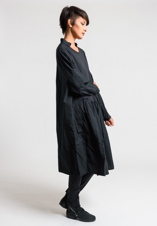 Rundholz Black Label Point Collar Attached Skirt Dress in Black	
