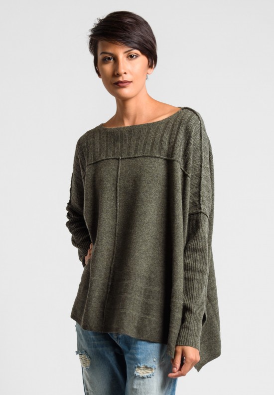 Paychi Guh Slim Sleeve Sweater in Army Green	