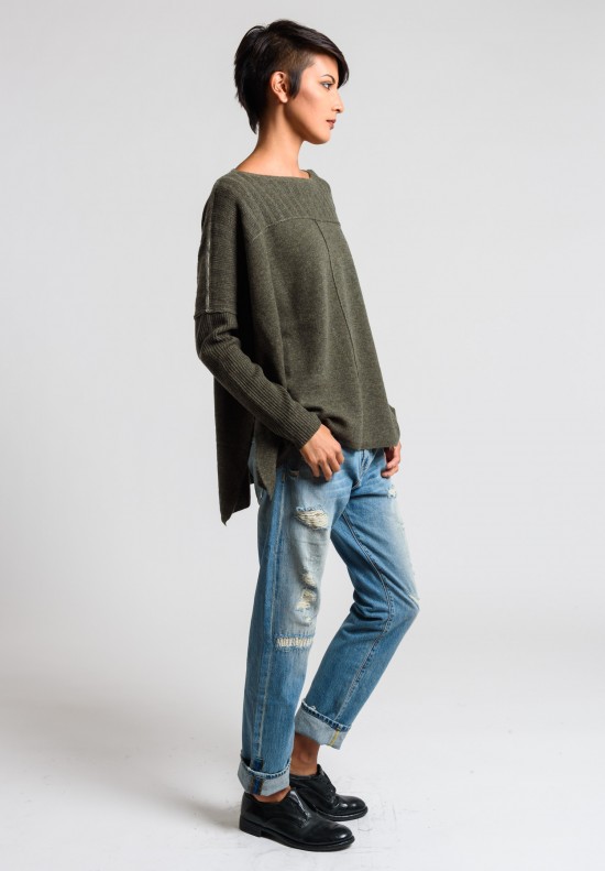 Paychi Guh Slim Sleeve Sweater in Army Green	