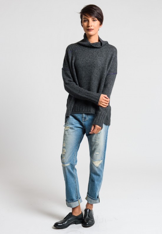 Paychi Guh Cozy Mock Neck Pullover in Charcoal	