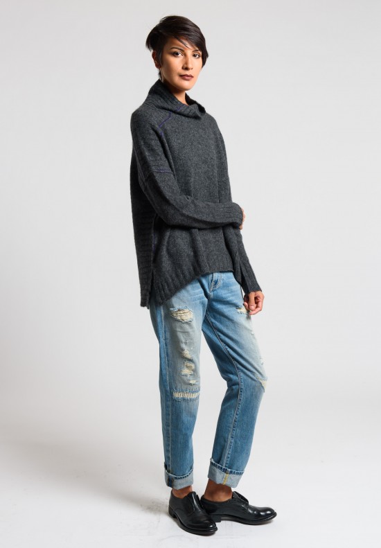 Paychi Guh Cozy Mock Neck Pullover in Charcoal	