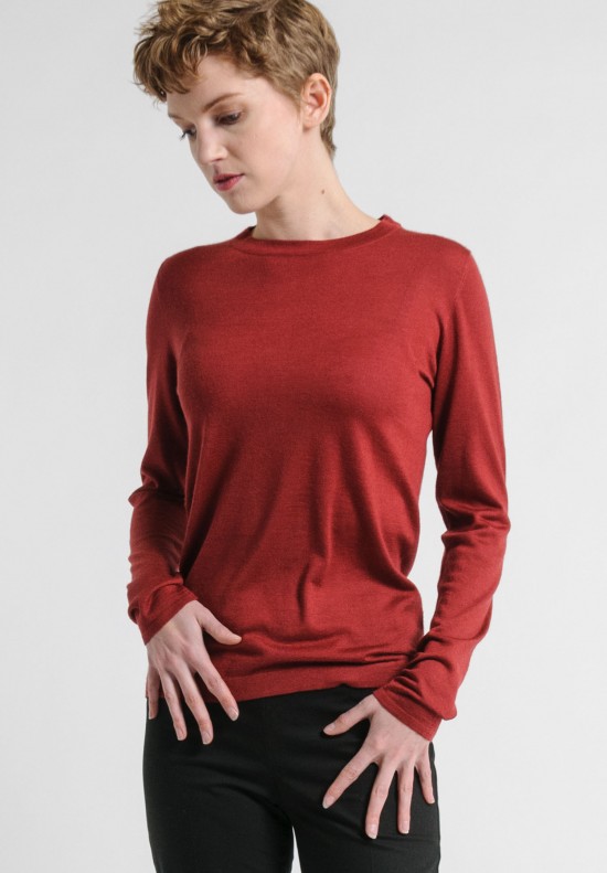 Brunello Cucinelli Lightweight Cashmere/Silk Sweater in Red
