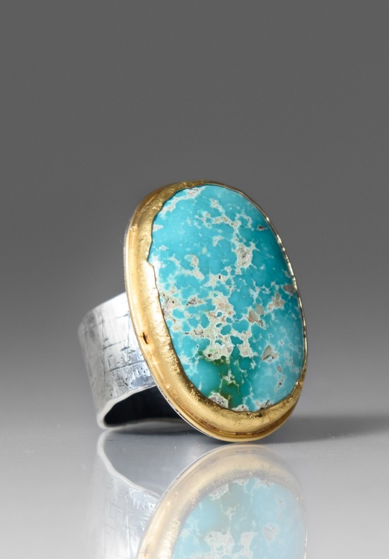 Greig Porter Large Oval Roystone Turquoise Ring	