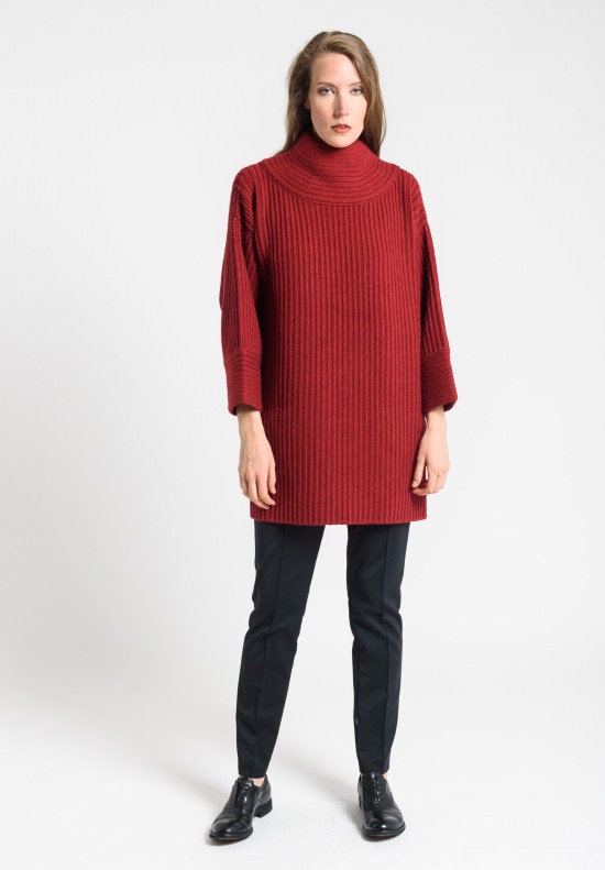 Akris Ribbed Cashmere Turtleneck Sweater in Miracle Berry	