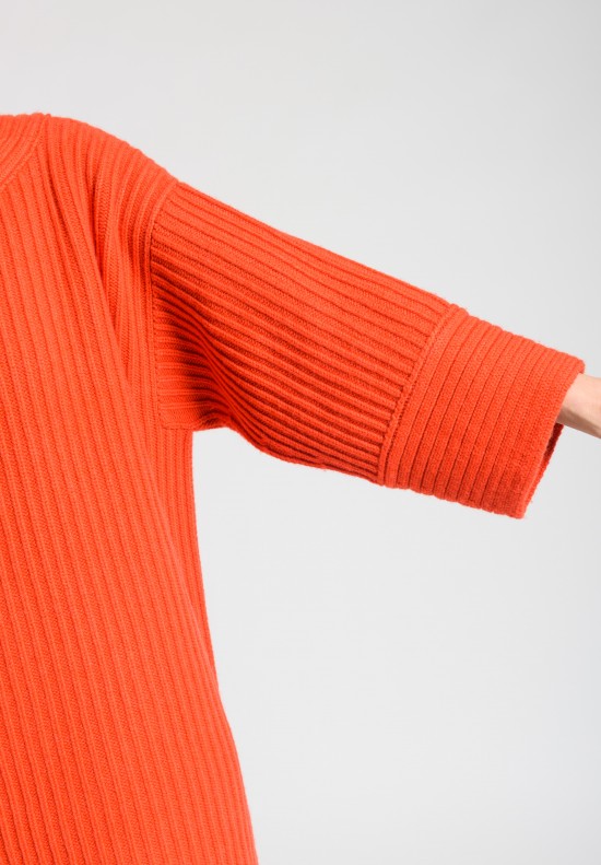 Akris Ribbed Cashmere Turtleneck Sweater in Orange	