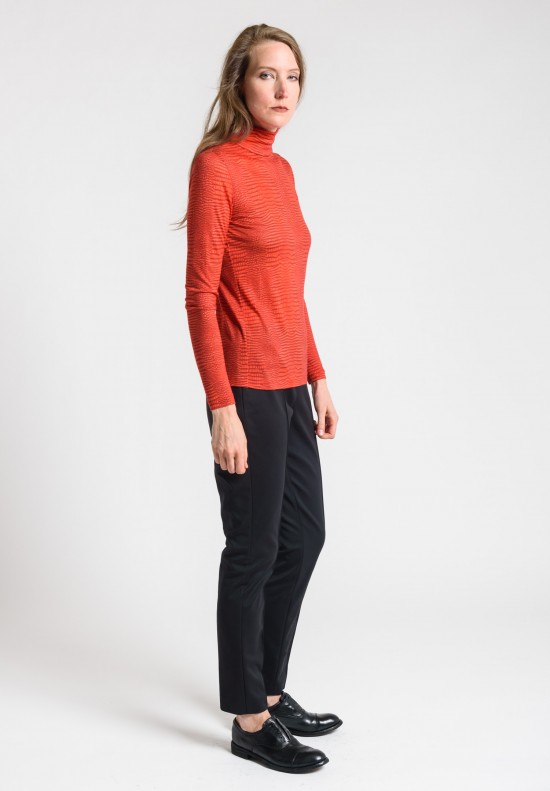 Akris Cashmere/Silk Mock Neck Top in Red	