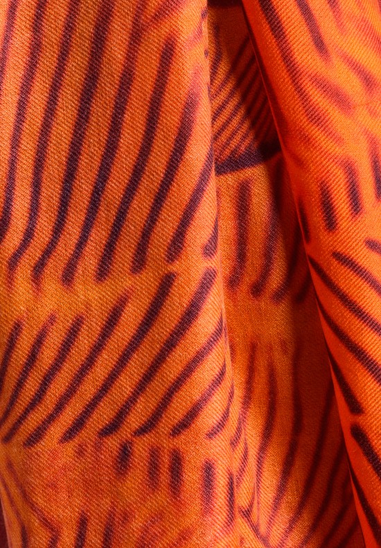 Akris Cashmere/Silk Zebra Print Scarf in Orange	