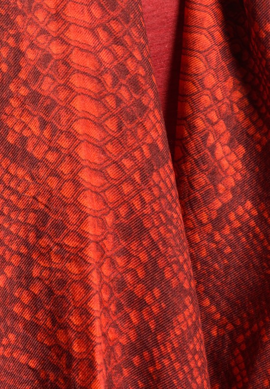 Akris Cashmere/Silk Snake Skin Print Scarf in Red	