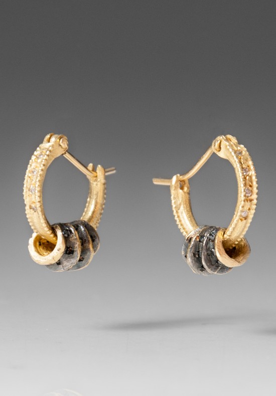 Tovi Farber Hoops with Black Diamond Drop Earrings	
