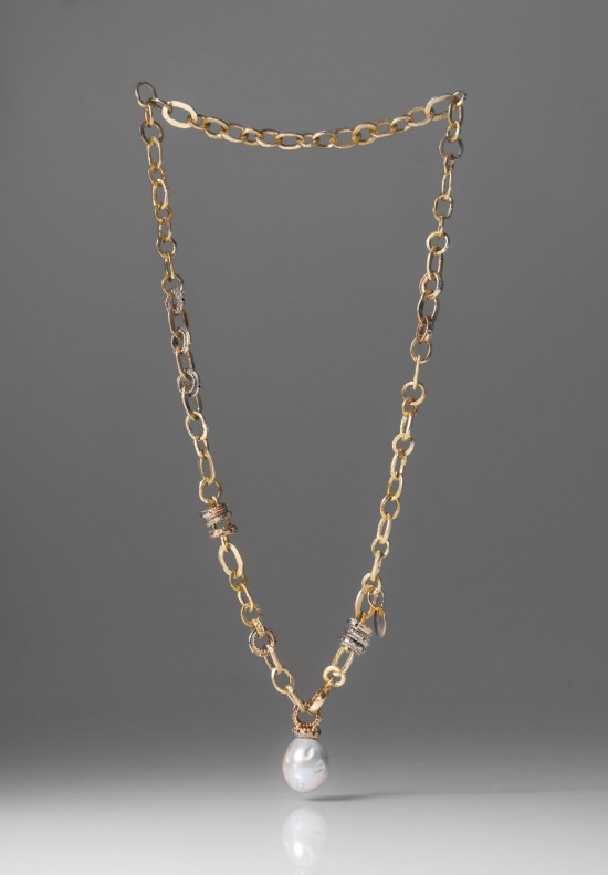 Tovi Farber 18k Gold, Black Diamonds & Pearl Pendent Necklace	