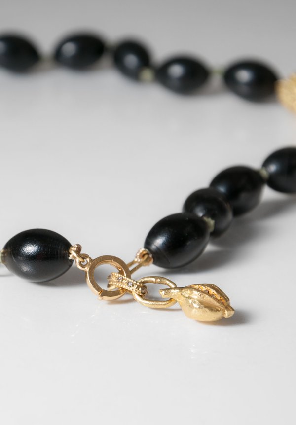 Tovi Farber 18k Gold, Black Coral & White Diamond Necklace	