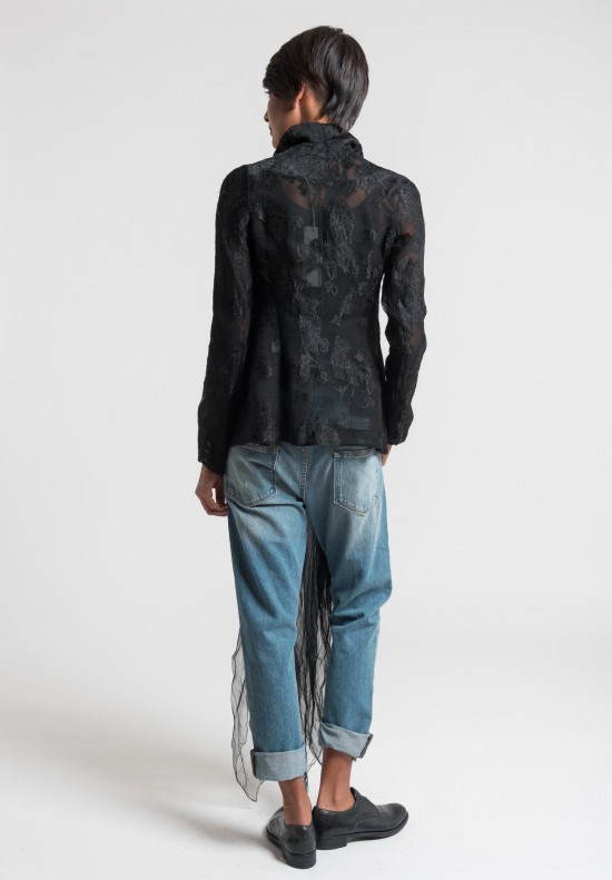 Marc Le Bihan Sheer Lace Jacket in Black