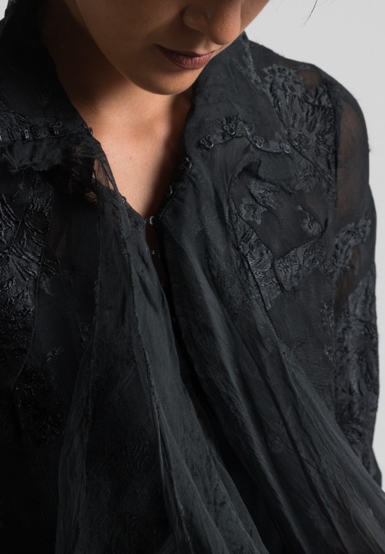 Marc Le Bihan Sheer Lace Jacket in Black