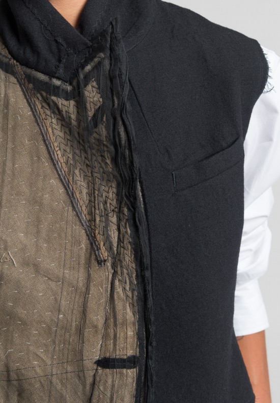 Marc Le Bihan Asymmetric Deconstructed Vest in Black