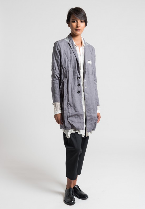 Umit Unal Long Linen Jacket in Grey	