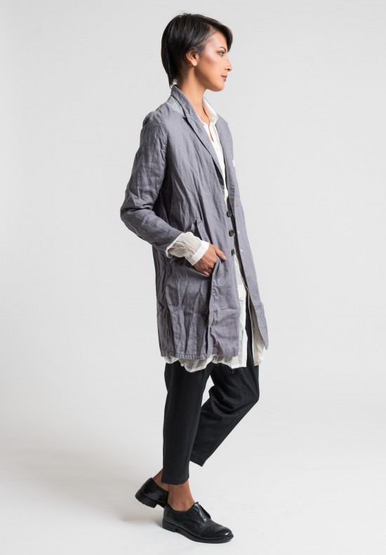 Umit Unal Long Linen Jacket in Grey	