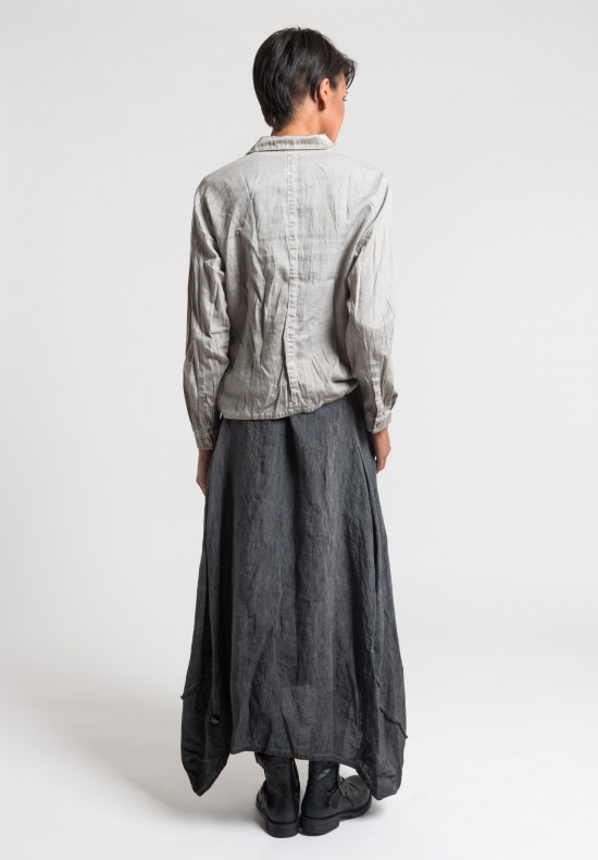 Umit Unal Long Linen Skirt in Dark Grey	