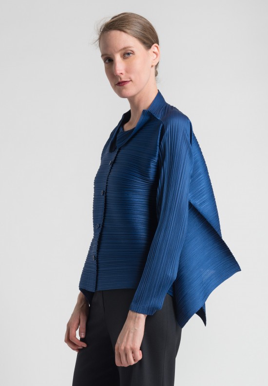 Issey Miyake Pleats Please Edgy Bounce Jacket in Blue	