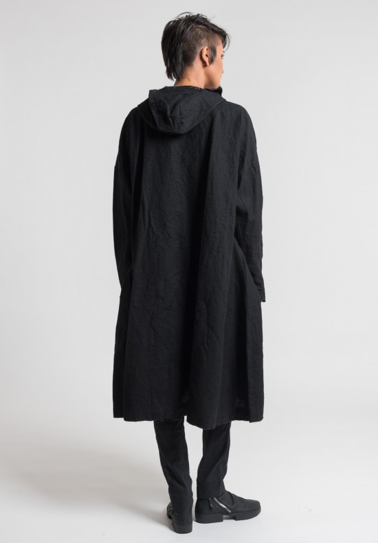 Rundholz Hooded A-Line Coat in Charcoal	