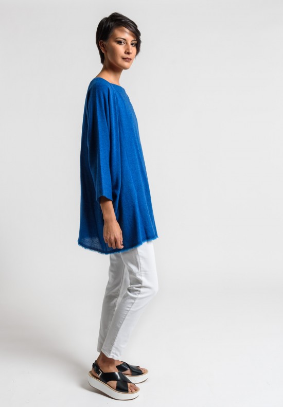 Daniela Gregis Cashmere Top in Turquoise/Ink Blue	