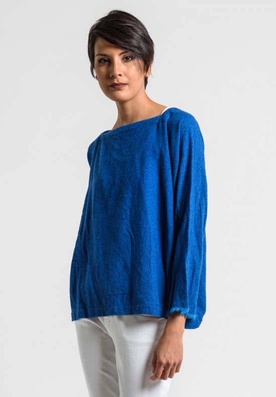 Daniela Gregis Washed Cashmere Top in Turquoise/Blue Ink	