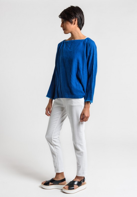 Daniela Gregis Washed Cashmere Top in Turquoise/Blue Ink	