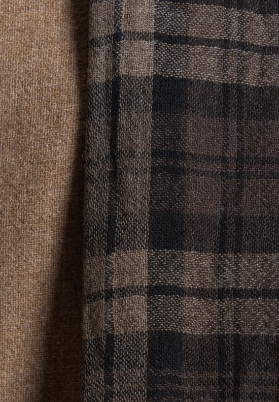 Daniela Gregis Wool Reversible Coat in Natural/Tartan	