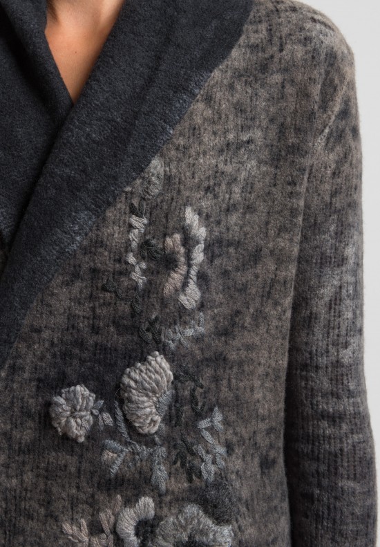 	Avant Toi Felted and Embroidered Cardigan in Grigio