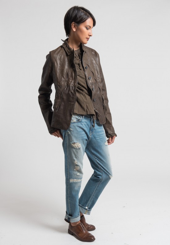 Rundholz Dip Multi Zipper Leather Jacket in Linoil	
