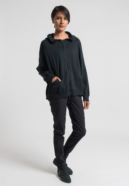 Rundholz Black Label Cotton/Cashmere Hooded Sweater in Black	