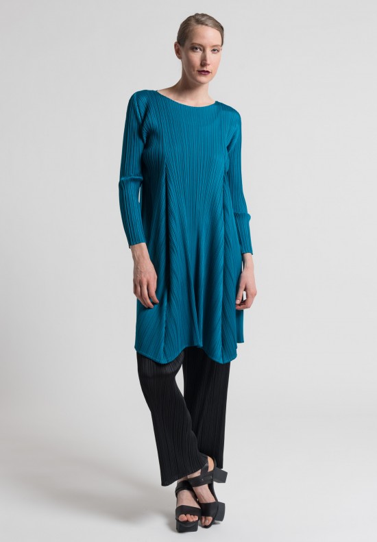Issey Miyake Pleats Please Rolling Plate Tunic Dress in Teal	