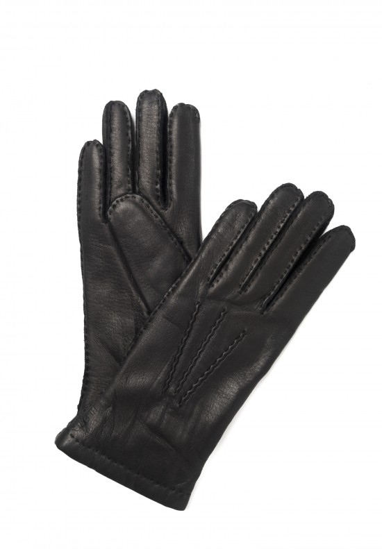 	Hestra Wool Lined Deerskin Leather Gloves in Black