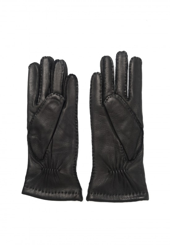 	Hestra Wool Lined Deerskin Leather Gloves in Black