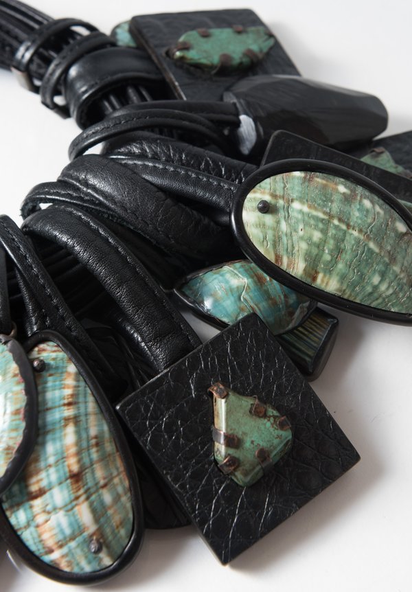 Monies UNIQUE Shell, Turquoise, Crocodile & Labradorite Necklace	