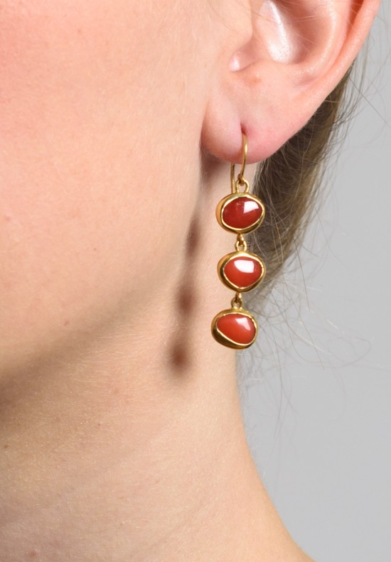 Greig Porter 3 Drop Natural Coral Earrings	