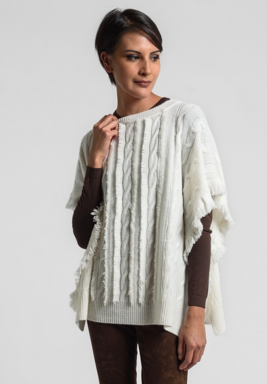 Ralph Lauren Cashmere Cable Knit Poncho in Vanilla	