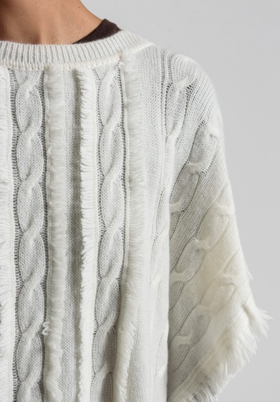 Ralph Lauren Cashmere Cable Knit Poncho in Vanilla	