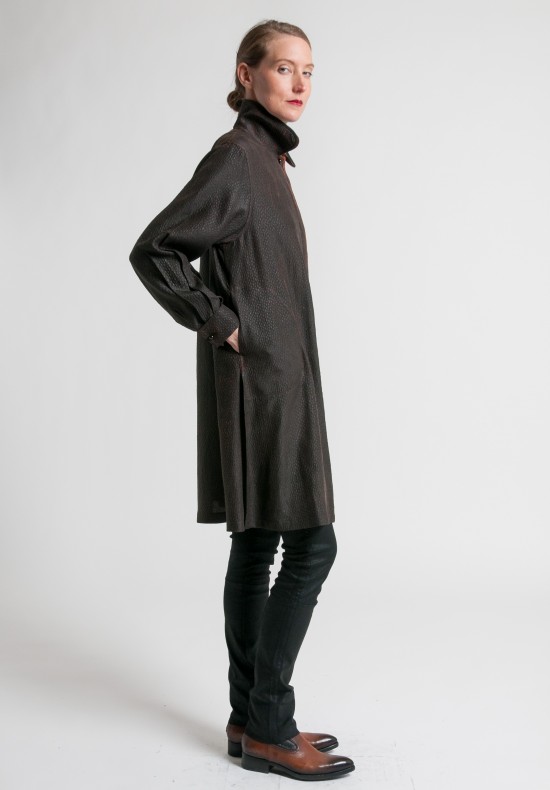 Sophie Hong Silk Double Collar Jacket in Black/Brown	