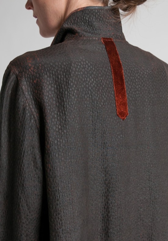 Sophie Hong Silk Double Collar Jacket in Black/Brown	