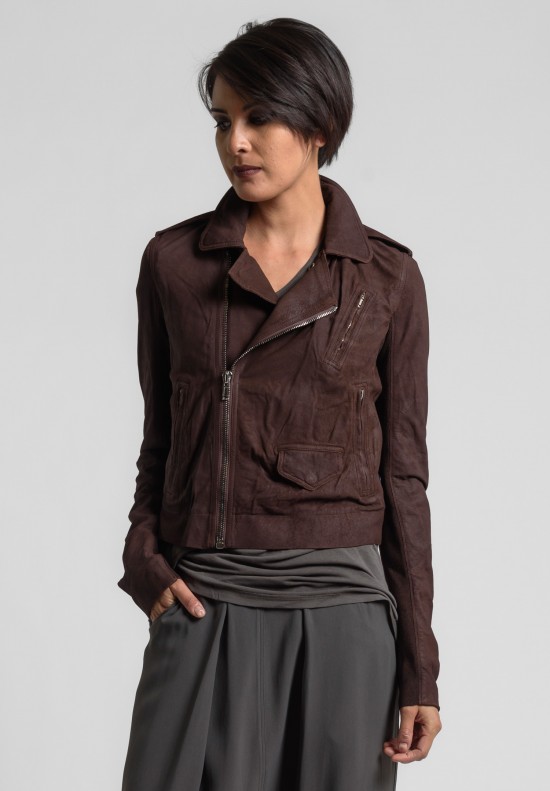 Rick Owens Blistered Leather Stooges Jacket in Macassar	