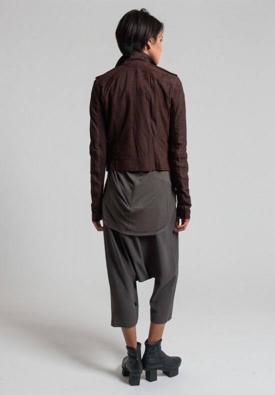 Rick Owens Blistered Leather Stooges Jacket in Macassar	