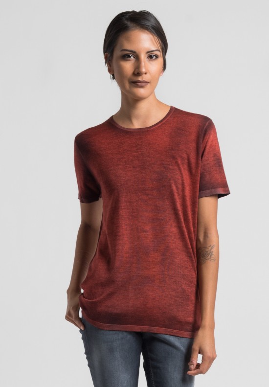 Avant Toi Cashmere/Silk Short Sleeve Knit Top in Canyon	
