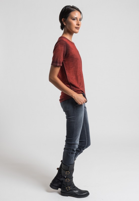 Avant Toi Cashmere/Silk Short Sleeve Knit Top in Canyon	